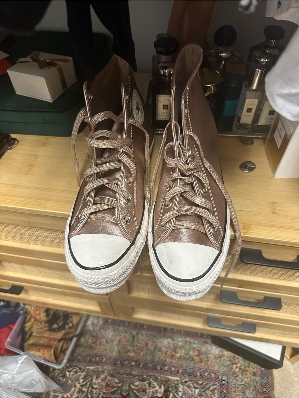 Converse High Top Sneakers Brown with White Toe Cap
